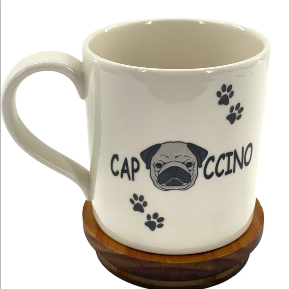 Royal Stafford Pottery Made in England "CapPUGccino" Coffee Mug w/ Pug & Paws - Picture 4 of 9